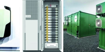 Batterienergilager kommer i många olika storlekar och former. Från vänster till höger, ett väggmonterat batterienergilager; ett batterienergilager i form av ett skåp; och ett större batterienergilager i container.  Bild: RISE