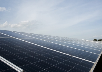 Solar cell farm in power station for alternative energy from the sun