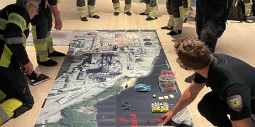 Inför övningen vis SCA i Timrå planerade man först med flygfoto och leksaksfigurer.