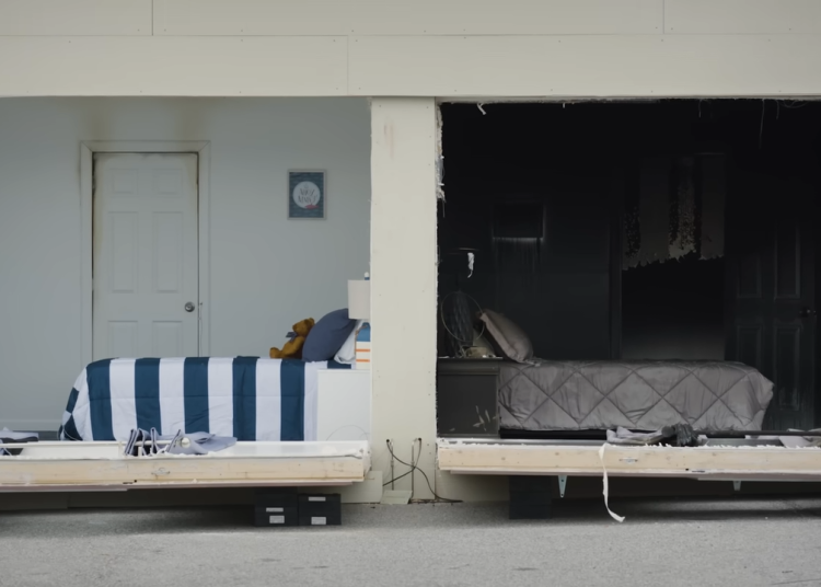 Samma brand, olika rum. Ena sovrummet hade dörren stängd när branden startade.
BILD: Fire Safety Research Institute (FSRI)